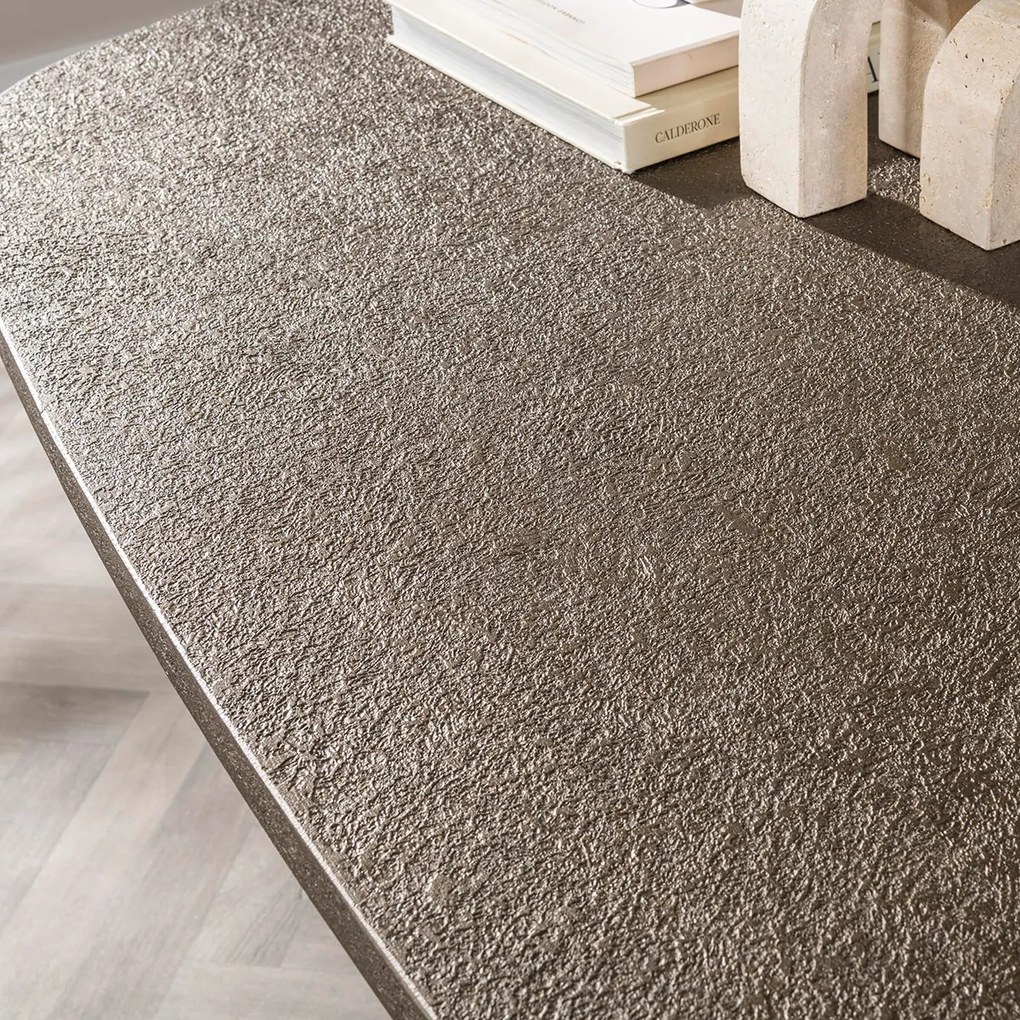 Ovale Eettafel Met Brons Blad 180cm - 215 X 105cm.