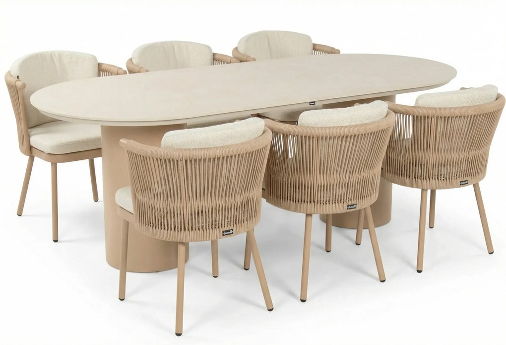 Tuinset 6 personen 220 cm Rope Taupe Hartman Toledo/Valencia