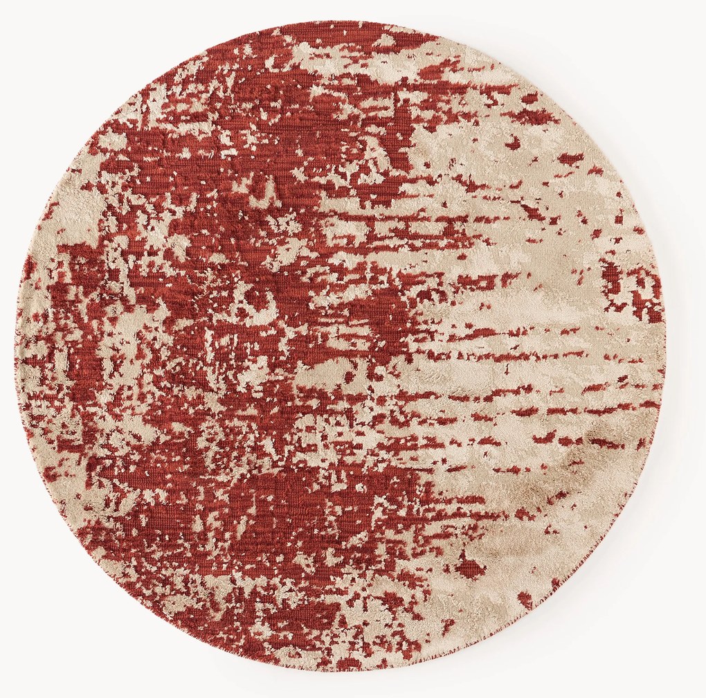 Rond wollen vloerkleed Cynthia met abstract patroon, handgeweven