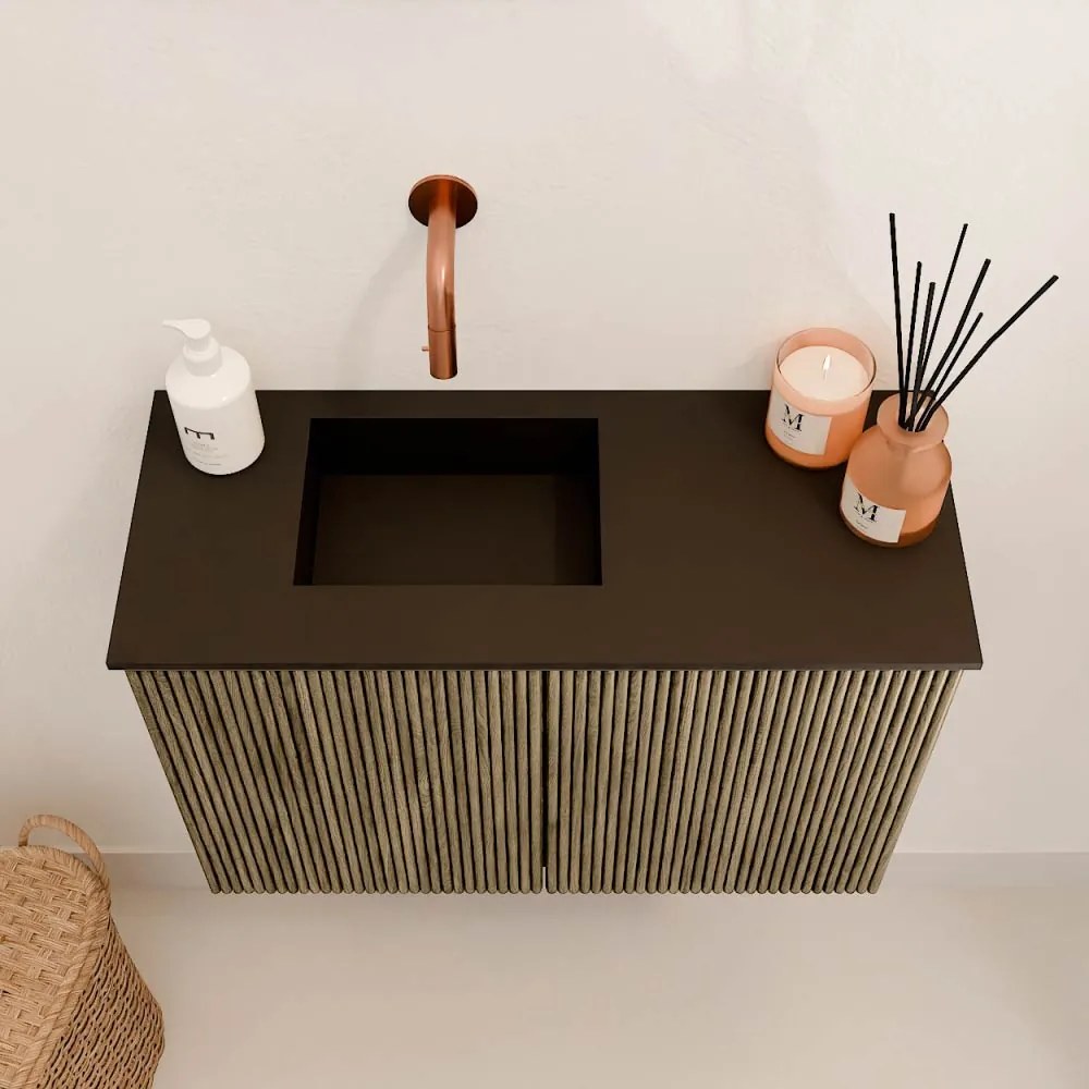 Mondiaz Joya 60cm toiletmeubel dusk met wastafel faye links zonder kraangat urban