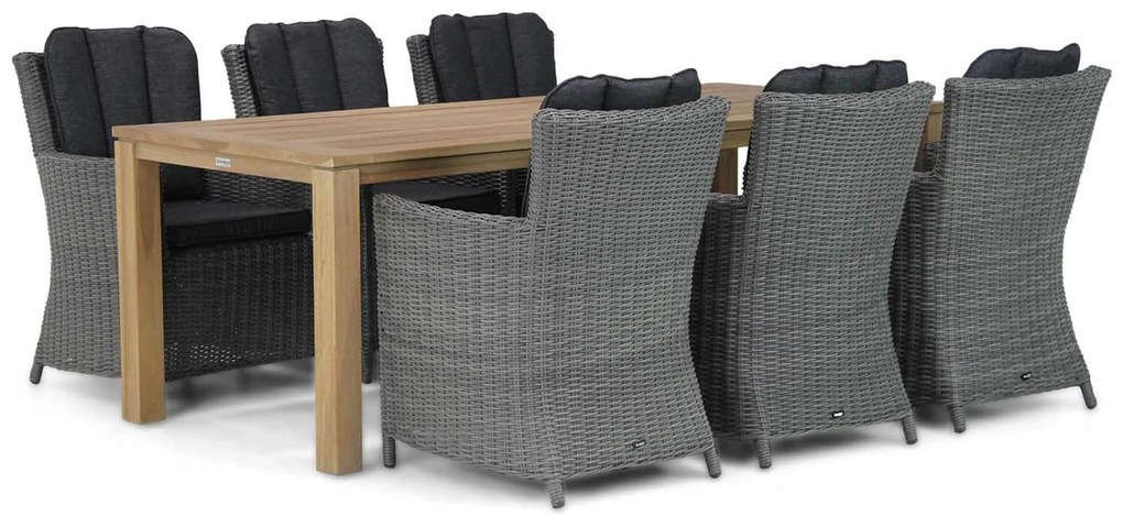 Tuinset 6 personen 220 cm Wicker Zwart Garden Collections Venerdi/Bristol