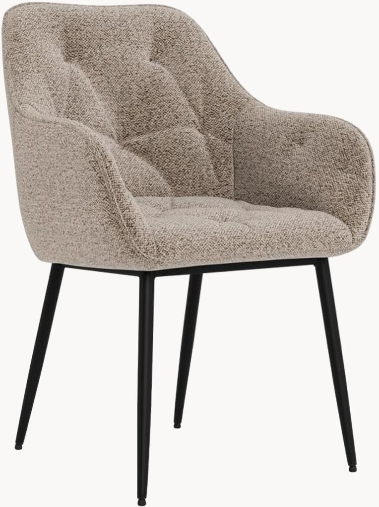 Gestoffeerde eetstoelen Brooke met armleuning, 2 stuks