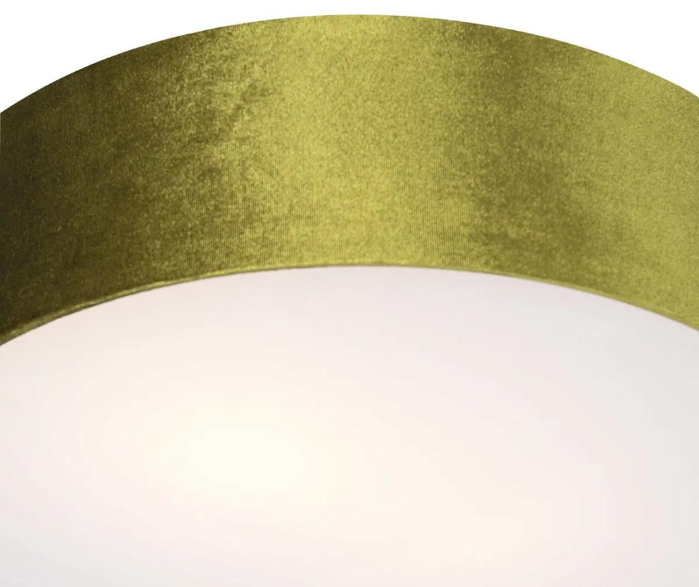 Stoffen Moderne plafondlamp groen 40 cm met gouden binnenkant - Drum Modern E27 cilinder / rond Binnenverlichting Lamp