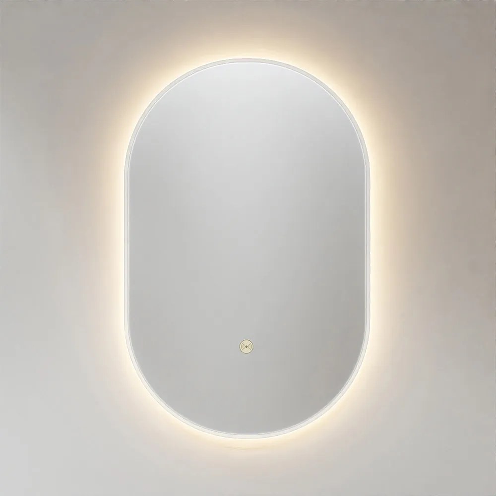 Mondiaz Glow ovale spiegel 45x90cm met verlichting talc