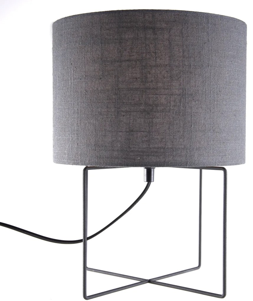 Stoffen Moderne tafellamp zwart met grijze kap - Hina Modern E27 rond Binnenverlichting Lamp