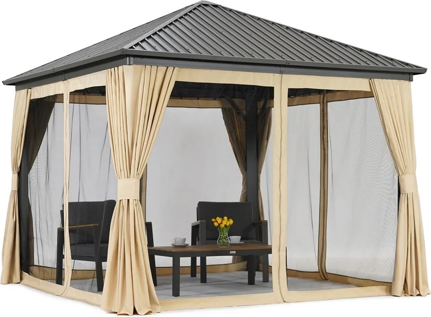 Metalen tuinhuis Sardinia Premium 4x4 Tuinpunt beige