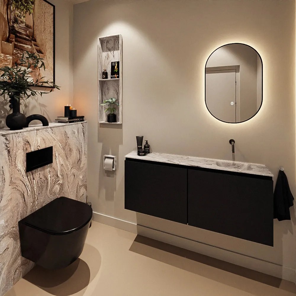 Mondiaz Ture DLux toiletmeubel 120cm urban met wastafel glace rechts zonder kraangat