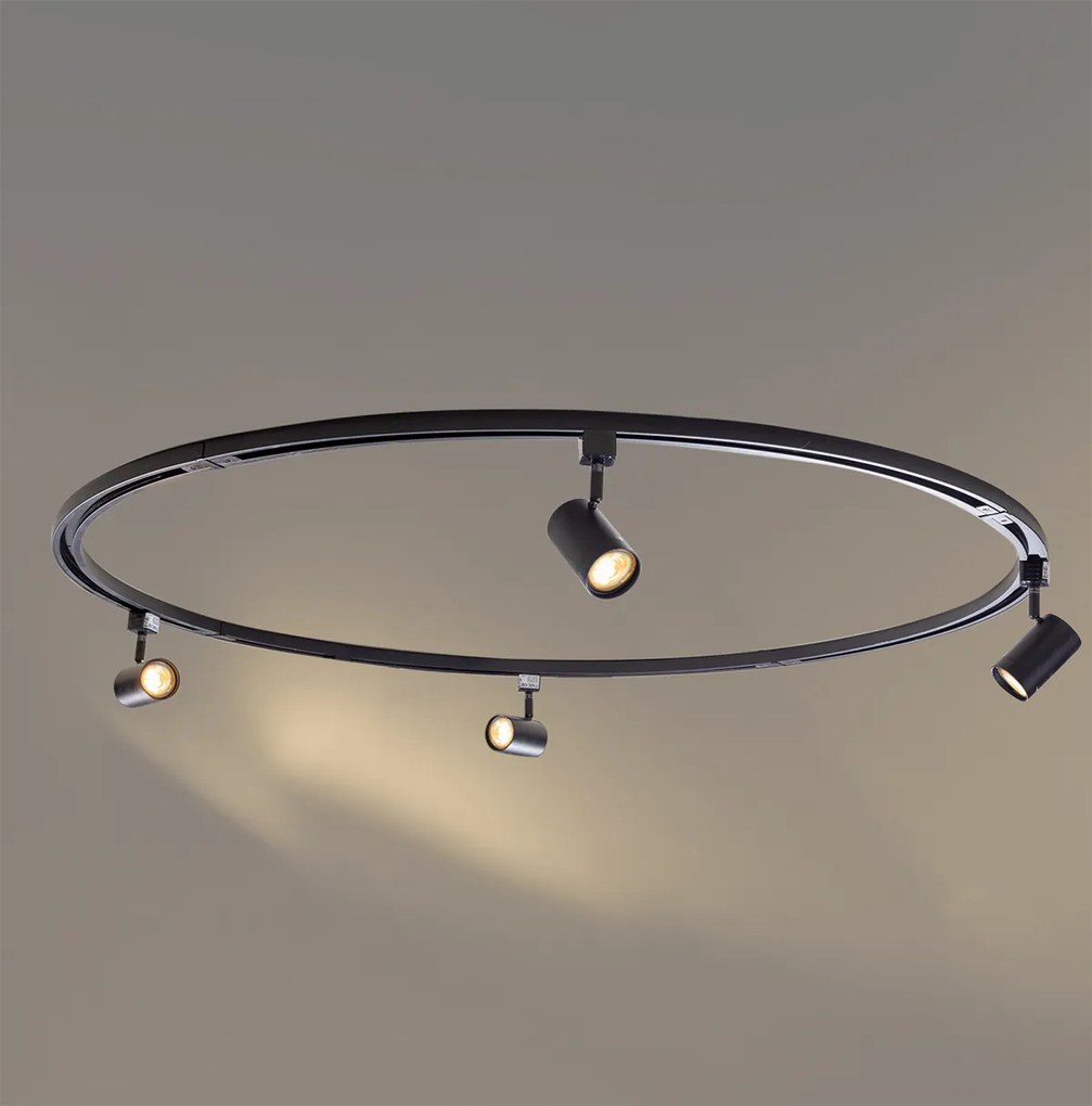 Modern railsysteem met 4 Spot / Opbouwspot / Plafondspots zwart 1-fase rond - Iconic Jeana GU10 Binnenverlichting Lamp