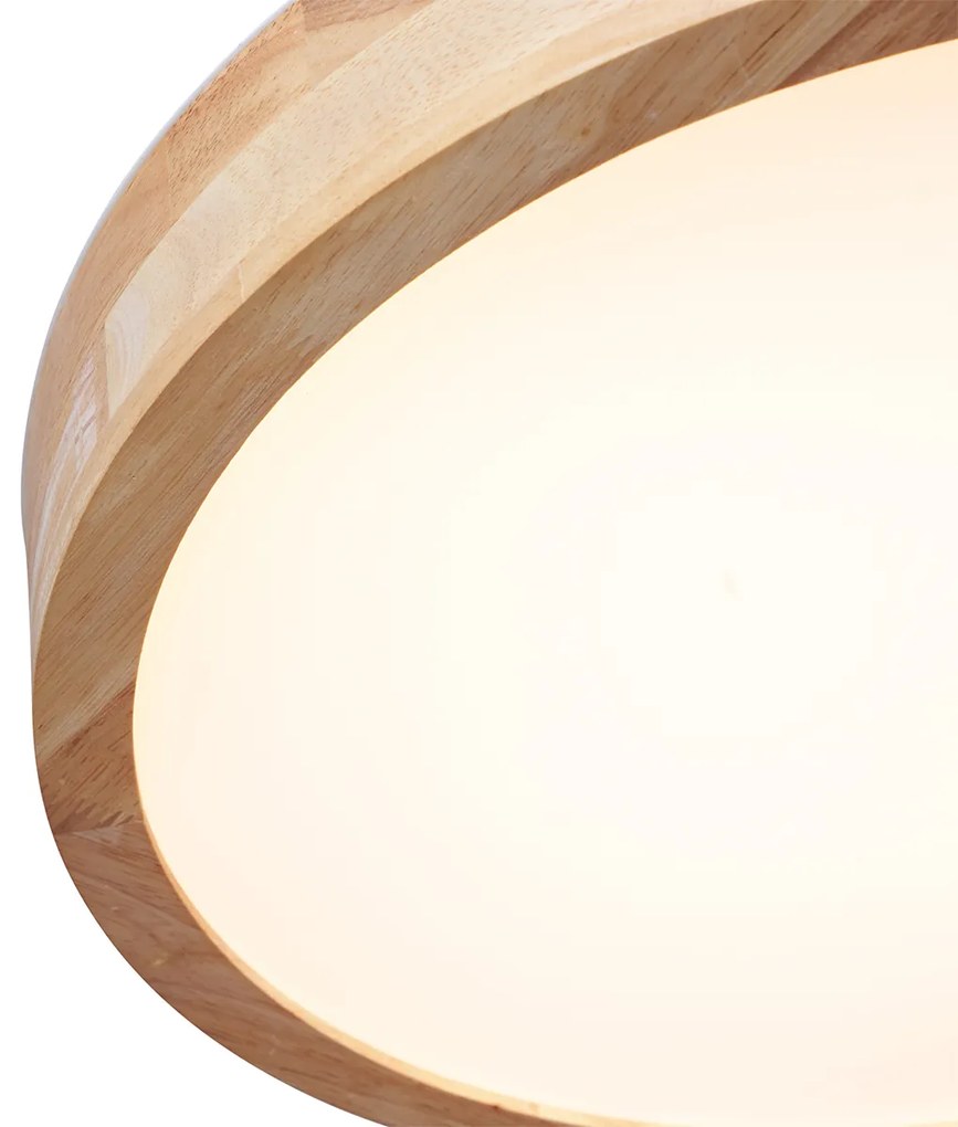 Scandinavische plafondlamp hout 40cm incl. LED dimbaar - PeckerScandinavisch Scandinavisch rond Binnenverlichting Lamp