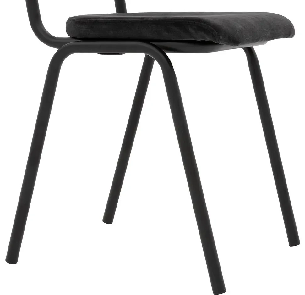 Goossens Eetkamerstoel Chaplin grijs velvet stof leuning, urban industrieel