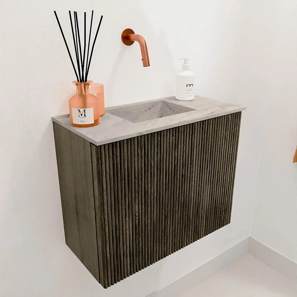 Mondiaz Joya DLux 50cm toiletmeubel shadow met wastafel faye midden zonder kraangat glace