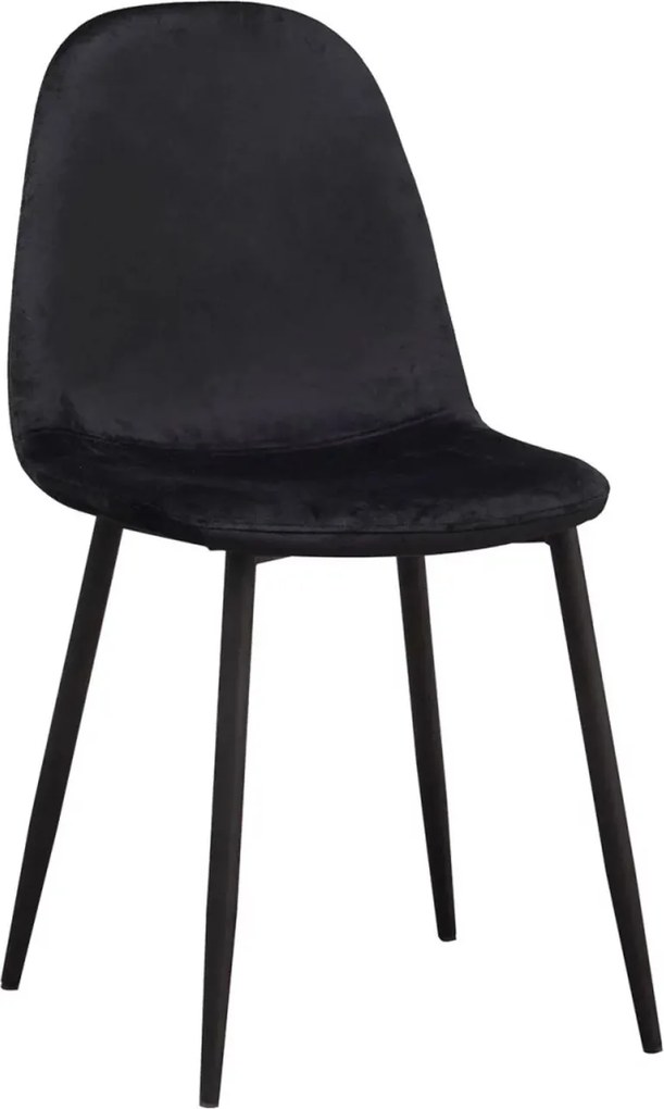 Set 4 Teok Black Fluwelen Stoelen