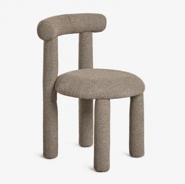 Set Van 4 Eetkamerstoelen Bekleed Met Bouclé Stof Gia Bouclé Tarwebruin - Sklum