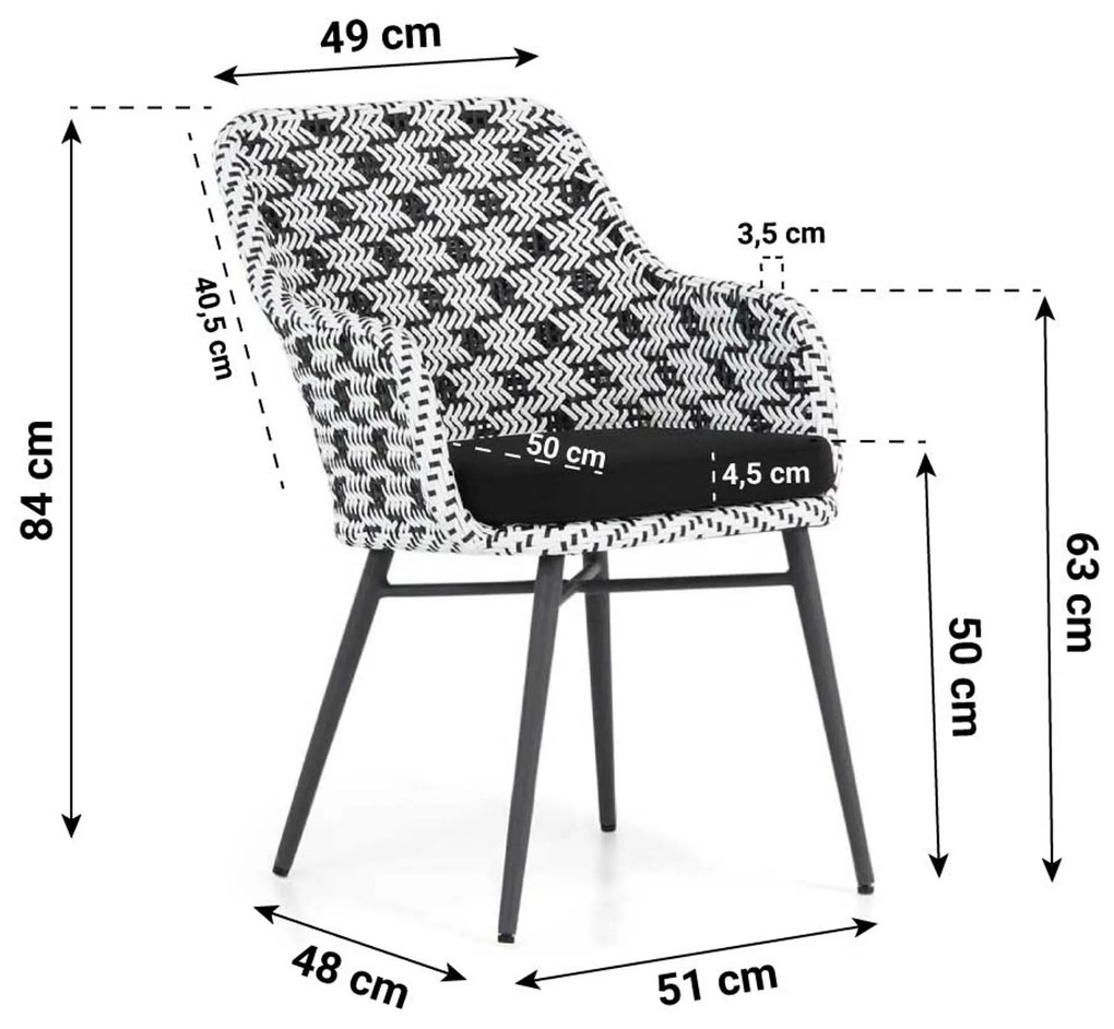Tuinset 6 personen 260 cm Wicker Zwart Lifestyle Garden Furniture Crossway/Trente