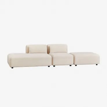 2-delige Modulaire Bank Met Linker Chaise Longue En Poef Fogler Linnen Fluweel Linnenbeige - Sklum