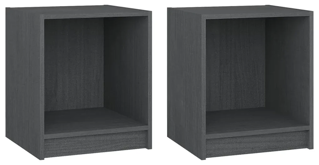 vidaXL Nachtkastjes 2st 35,5x33,5x41,5 cm massief grenenhout grijs