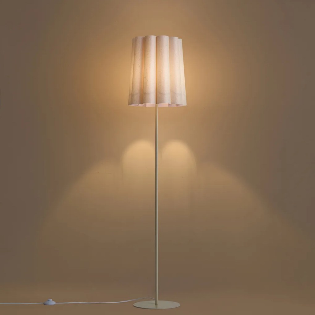 Japandi vloerlamp beige met stoffen kap 160cm - Jenni