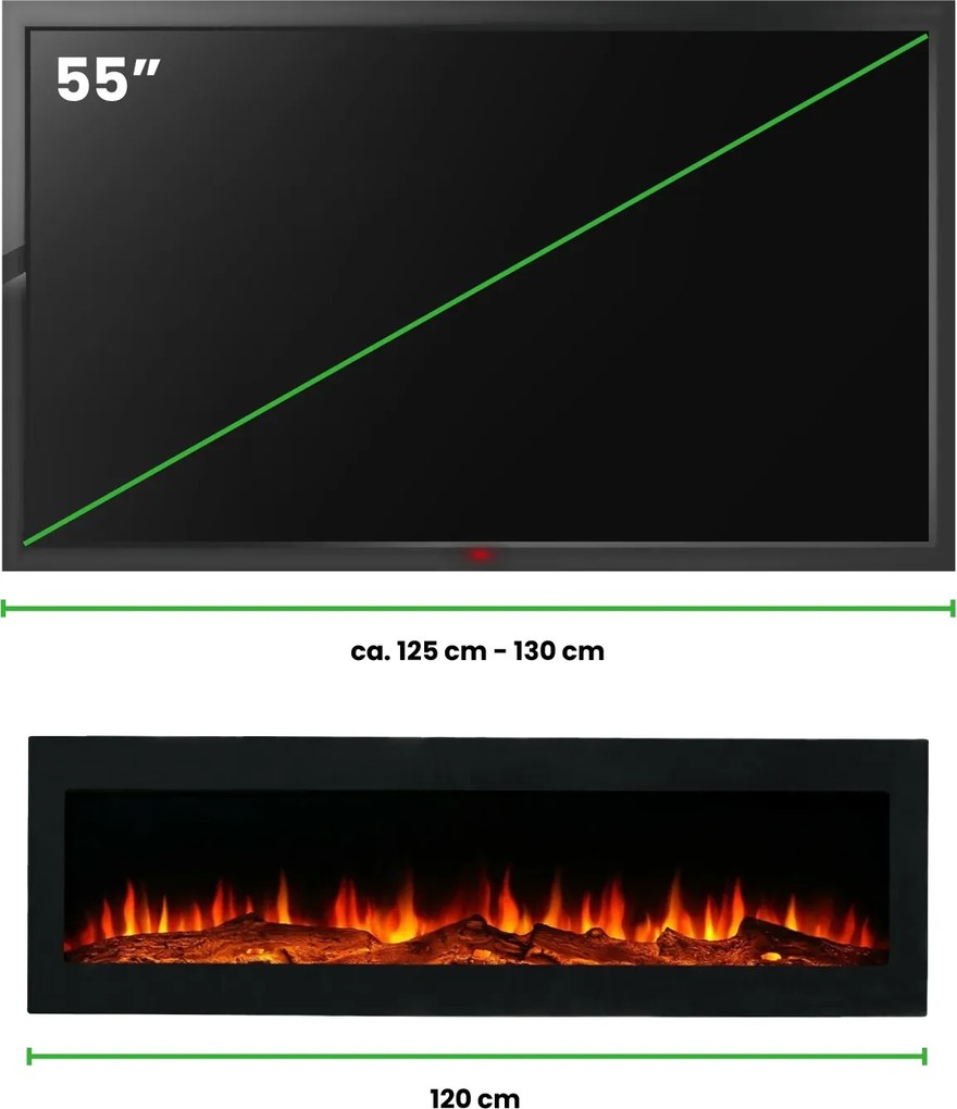LumberQ In- opbouwsfeerhaard Kira 120 x 35 x 12,5 cm