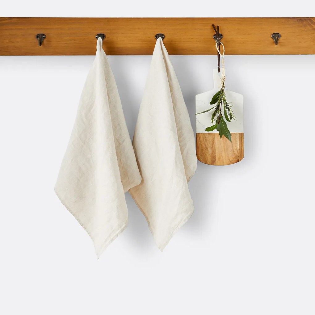 Set van 2 theedoeken in gewassen linnen Victorine