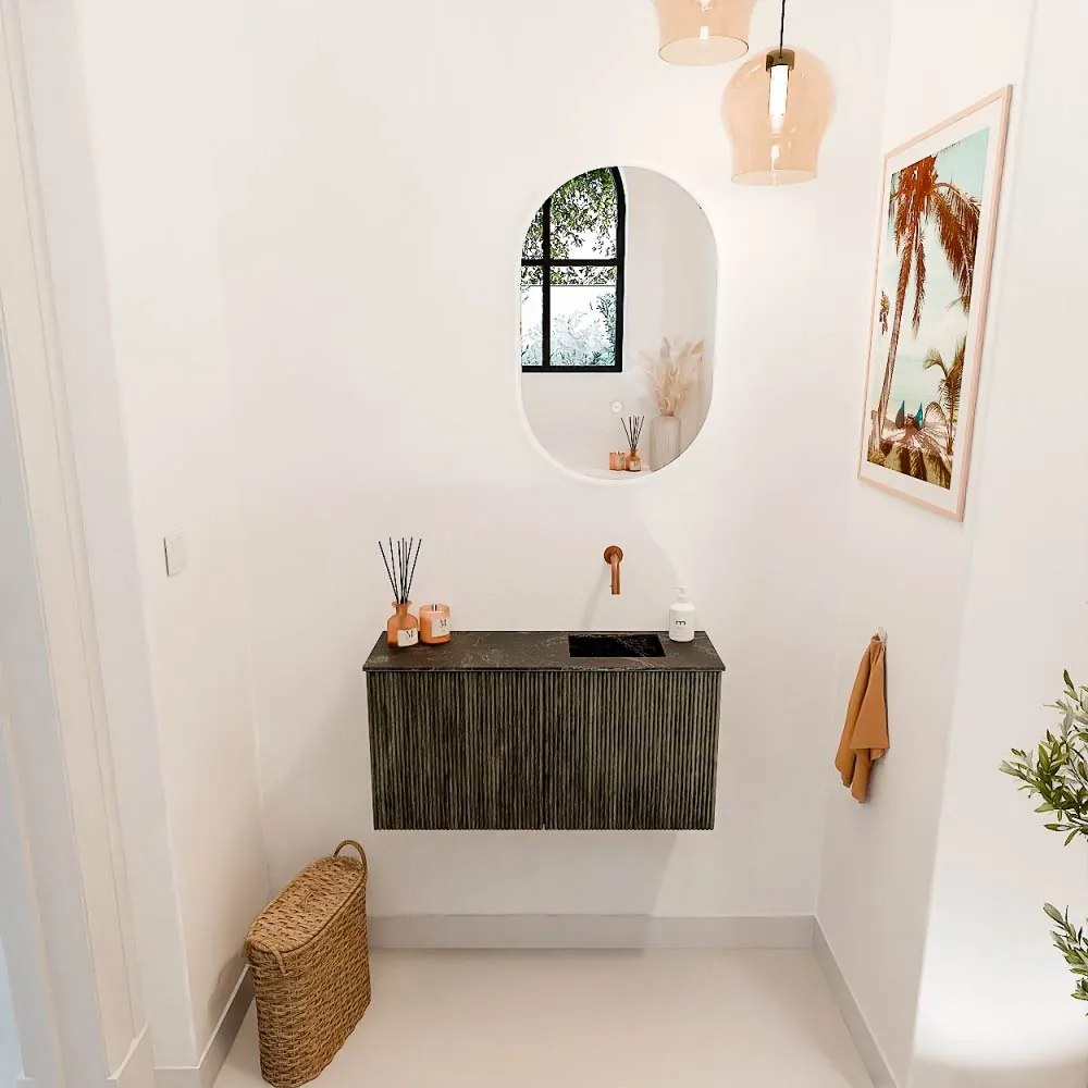 Mondiaz Joya DLux 80cm toiletmeubel shadow met wastafel faye rechts zonder kraangat lava