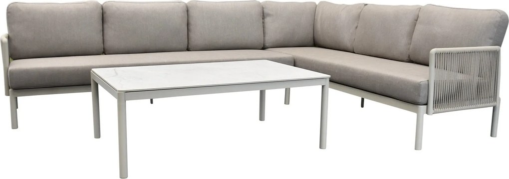 Joshua hoek loungeset 3 delig aluminium latte