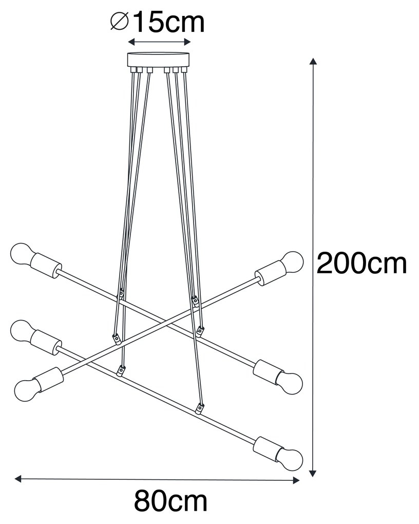 Moderne hanglamp zwart 80 cm 6-lichts - Sydney Modern E27 Binnenverlichting Lamp