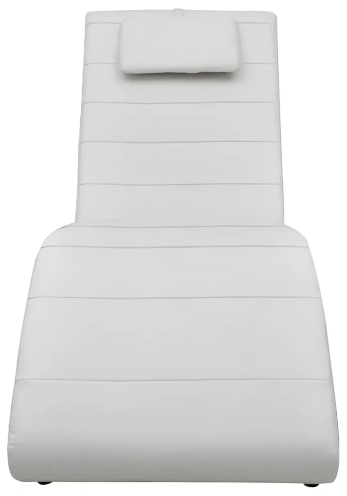 vidaXL Chaise longue met kussen kunstleer wit
