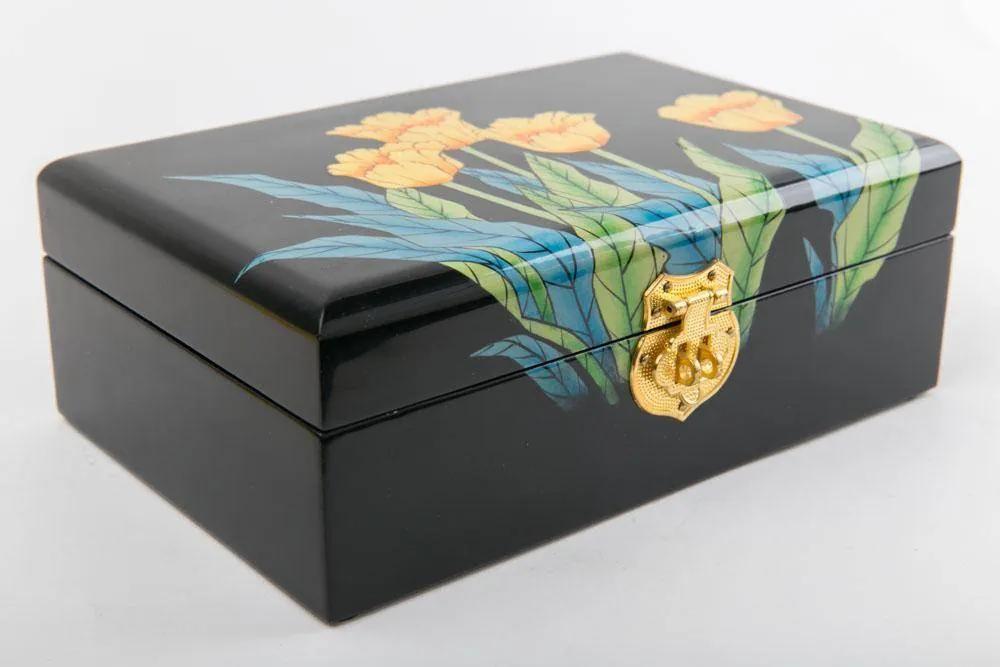 Fine Asianliving Chinese Sieradenkist Tulpen Lacquer Groot