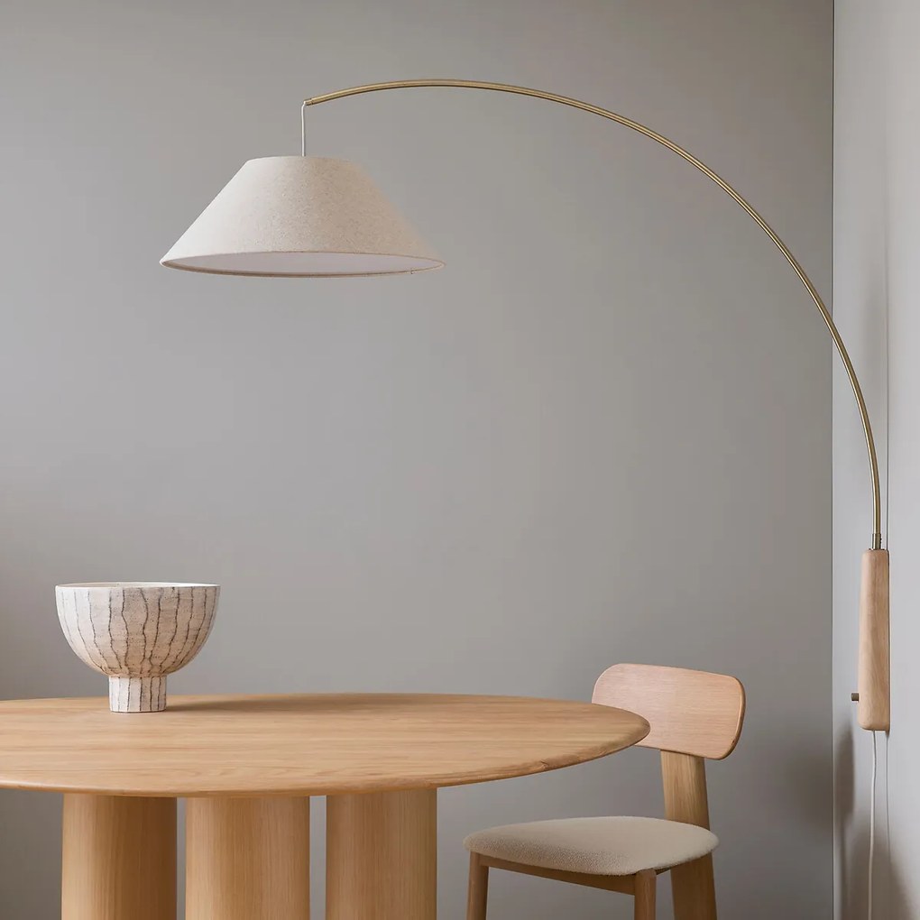 Wandlamp van massief eikenhout en linnen, NESTWOOD