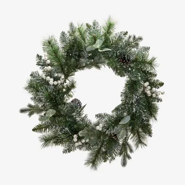 Decoratieve Kerstkrans Ø60 Cm Met Dennenappels En Bhumi-lampjes Green Grass - Sklum