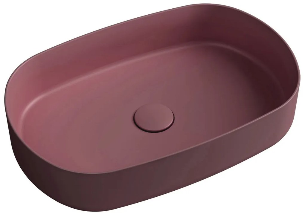 Sapho Infinity Oval waskom 55x36cm mat bordeaux rood