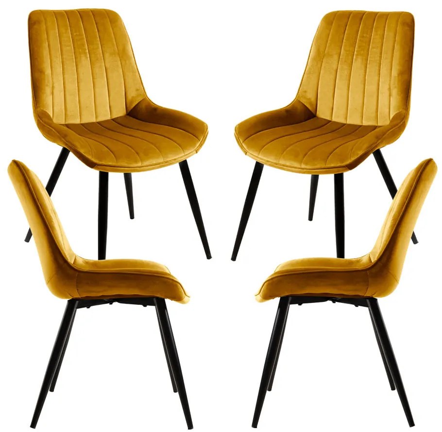 Set van 4 Lene Fluwelen Stoelen