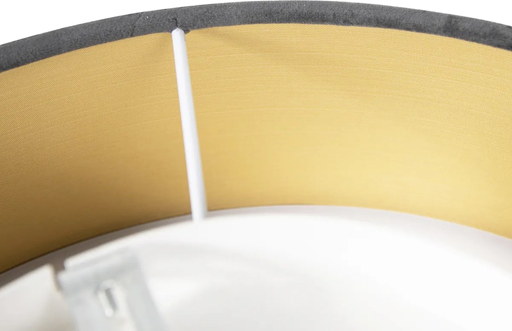 Moderne plafondlamp grijs 40 cm met gouden binnenkant - Drum