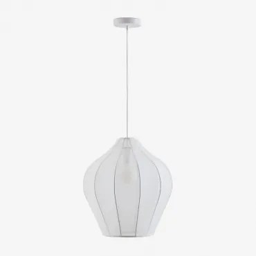 Belisa Hanglamp Van Metaal En Stof Wit & Ø40 Cm - Sklum