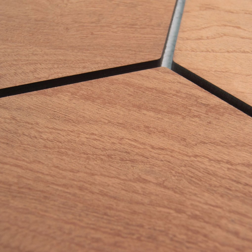 Hexagon Panel Gerookt Eiken met Grijs Vilt 81CM | Akoestisch | Wanddecor | Zeshoekig- Grijs vilt