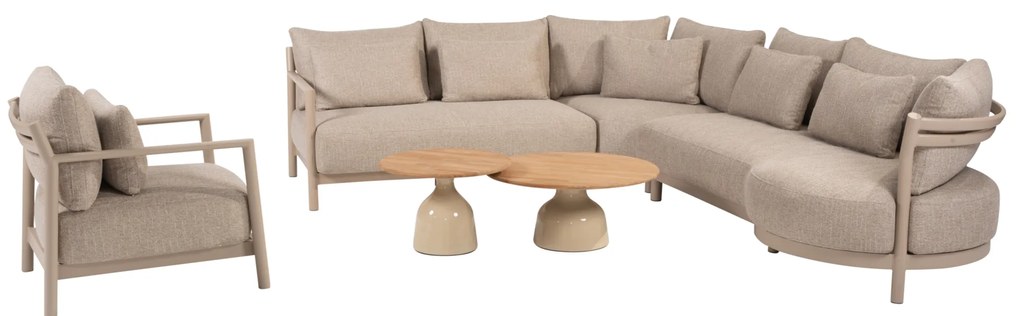 June Mykonos modulaire hoek loungeset 6 delig teak latte 4 Seasons Outdoor