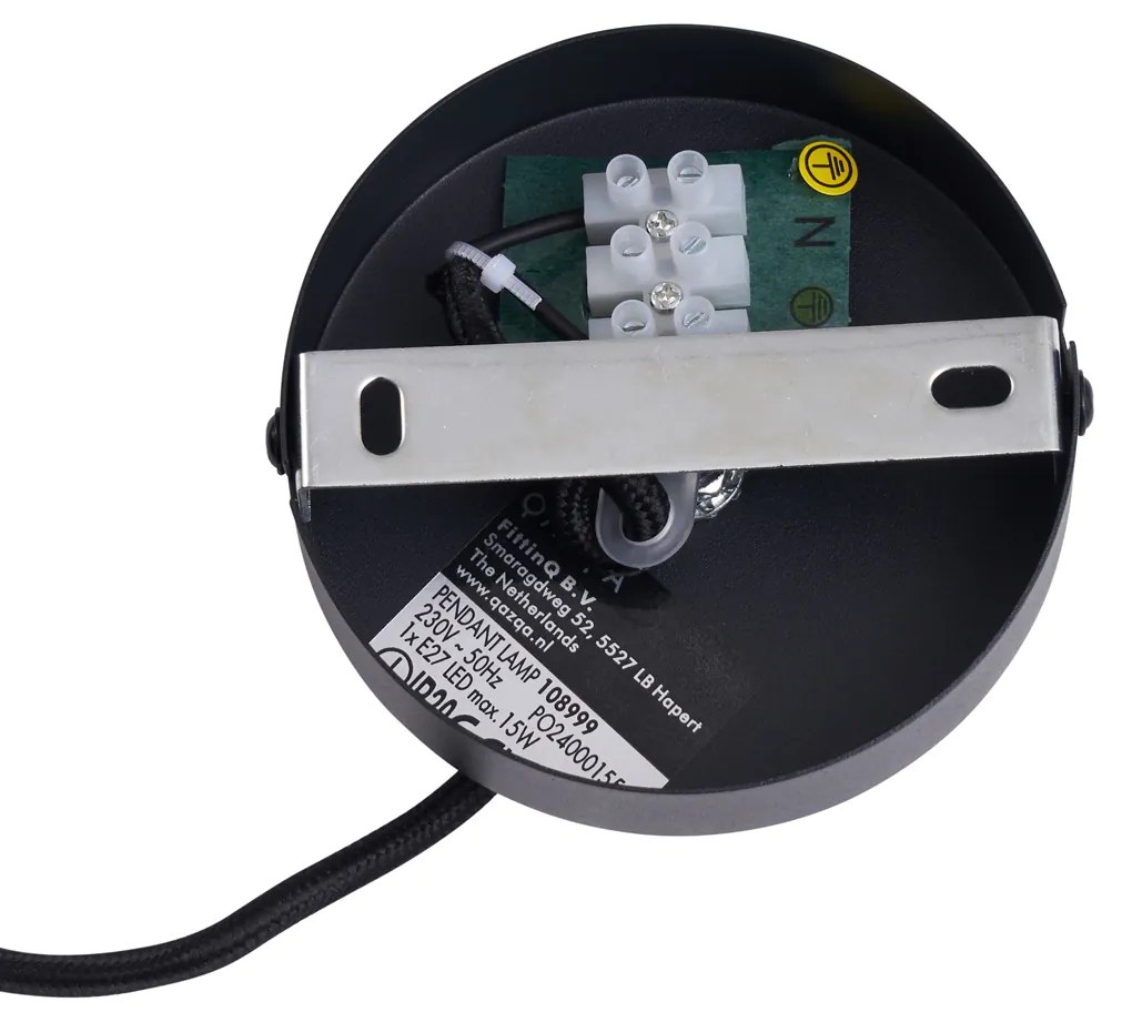 Retro hanglamp zwart met brons glas - Bizle