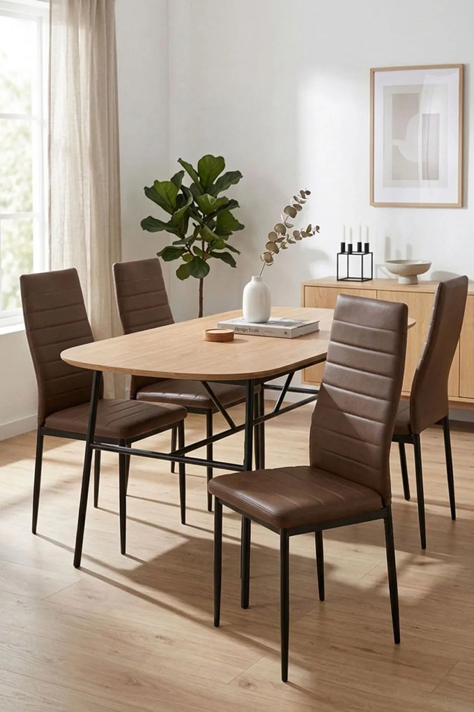 Set 4 Lauter Kunstlederen Stoelen