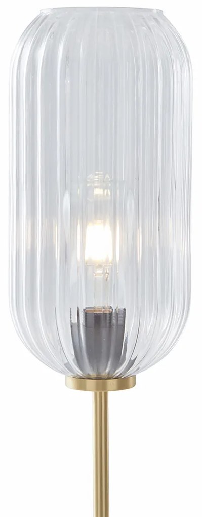 Art Deco vloerlamp messing met helder glas - Rid