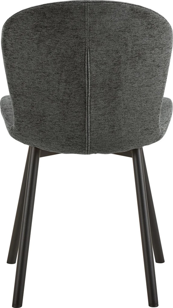 FIORA Donkergrijs (stof Apia 458)/zwart frame - MODERNE GESTOFFEERDE STOEL VOOR WOONKAMER/EETKAMER LOFT