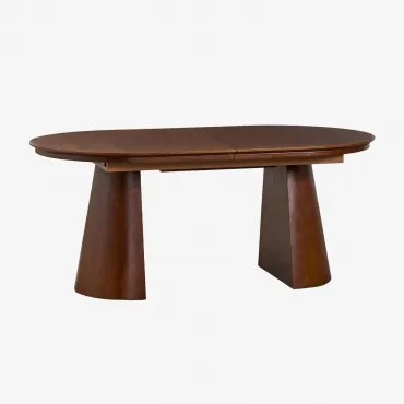 Ovale Eettafel 180-240x105 Cm Uitschuifbaar In Mdf En Montana Eiken Fineer Donker Hout & 180-240x105 Cm - Sklum