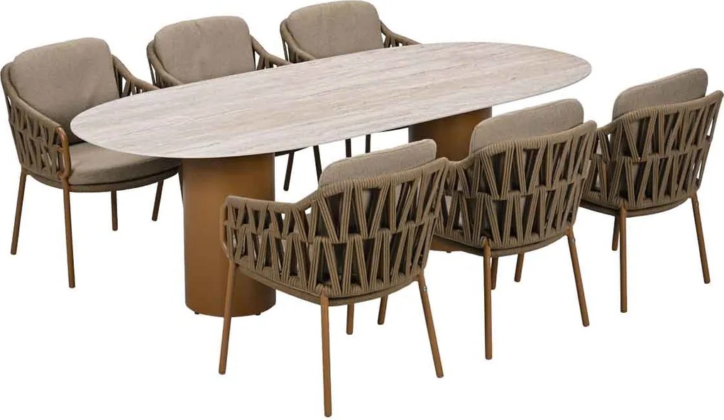 4 Seasons Biarritz tuinset 7-delig amber - Colorado tuintafel 240x105 cm ovaal