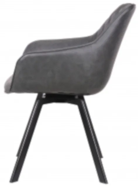 Eetkamerstoel - Ringo - Draaibaar - Lederlook antraciet