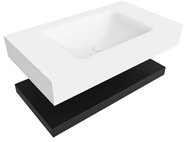 Zaro Alan badmeubel 80cm met planchet urban en vrijhangende wastafel cloud midden 1 kraangat talc
