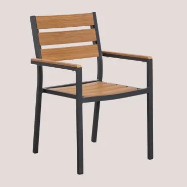 Set Van 4 Stapelbare Tuinstoelen Met Saura Armleuningen Grijs – Grafiet - Sklum