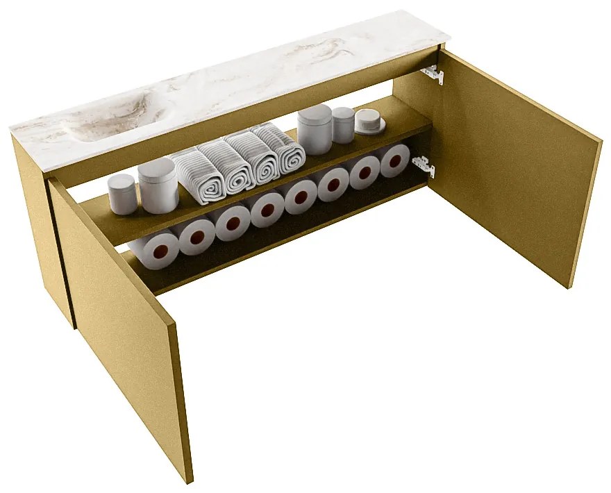 Mondiaz Ture DLux toiletmeubel 120cm oro met wastafel frappe links zonder kraangat