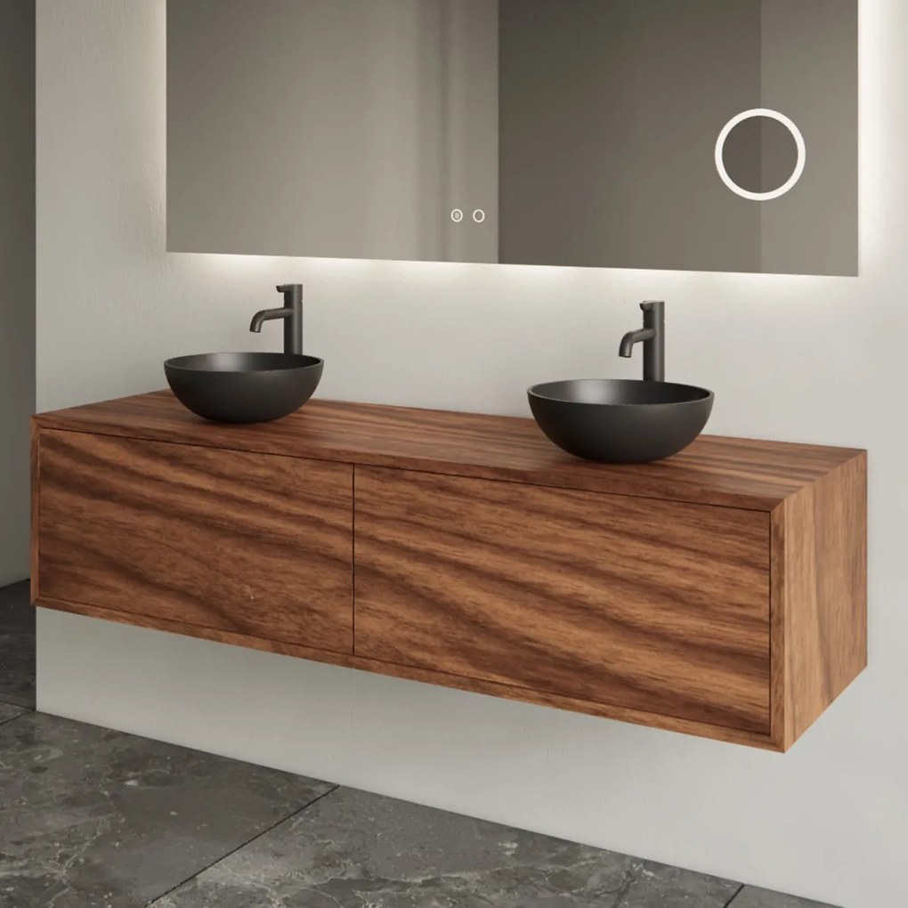 Gliss Design Joa badmeubel met 2 lades 140cm walnut