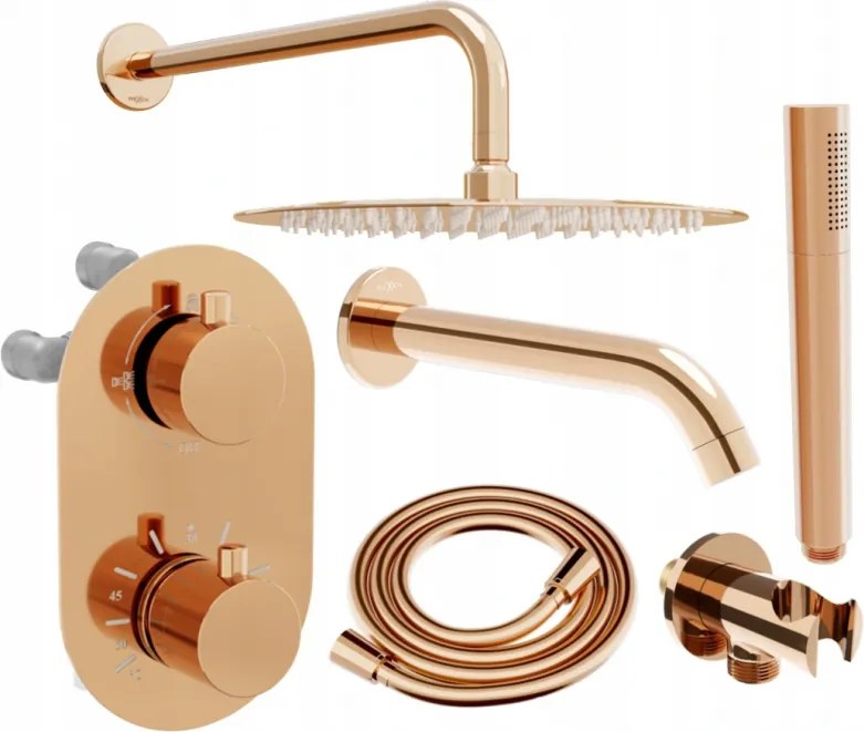 Mexen Kai DR70 inbouw bad-douche-set met 30 cm regendouche, roze goud - 77602DR70301-60