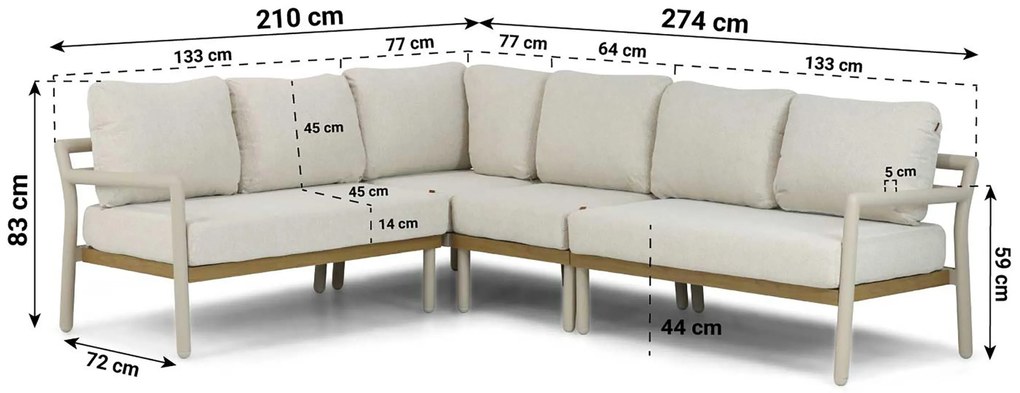 Hoek loungeset 7 personen Aluminium Taupe  Santika Furniture Santika