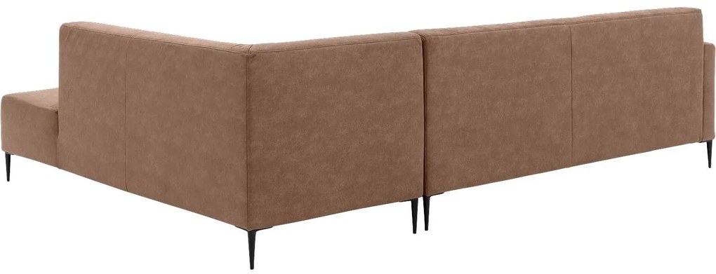 Goossens Key West bruin, micro leer, 3-zits, modern design met ligelement rechts